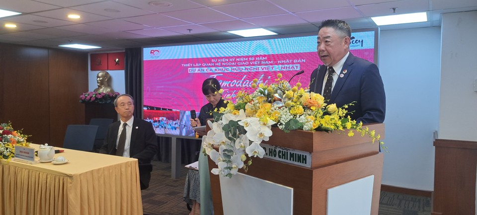 &Ocirc;ng Mizushima Kozo - Chủ tịch JCCH cho biết mục đ&iacute;ch cuộc thi h&aacute;t &ldquo;nh&aacute;i&rdquo; ca kh&uacute;c Tomodachi - T&igrave;nh bạn nhằm thắt chặt hơn nữa quan hệ hữu nghị Việt Nam với Nhật Bản.